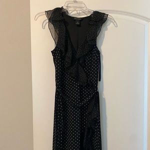 Black polka dot sleeveless dress